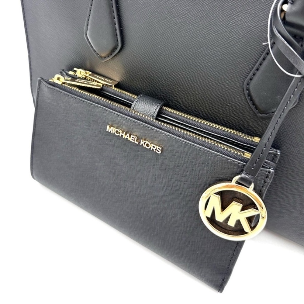 Michael Kors Sheila Medium Center Zip Satchel Bag & Large Double Zip Wallet - Picture 10 of 16